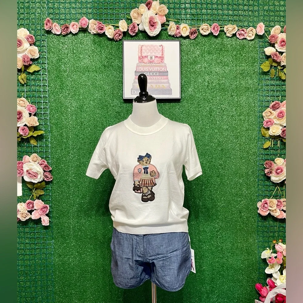 🌷Brand New knitted Bear Top Can Fit Sm up to L Soft Stretchy - Picture 4 of 6